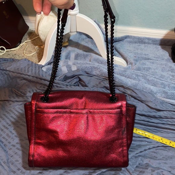 Coach Metallic Red Ranger Flap Crossbody Bag Metal Chain Convertible - Picture 5 of 16